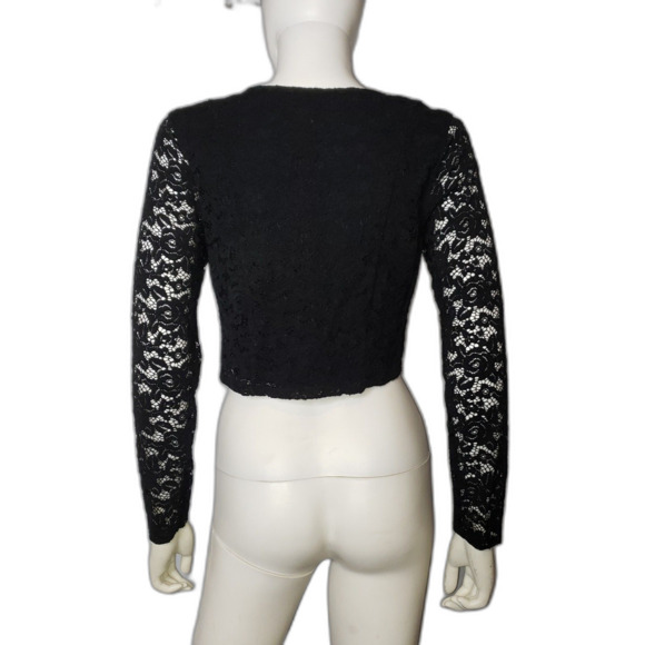 Abercrombie and Fitch Black Lace Cropped Long Sleeve Top Womens Size Small - Picture 2 of 6
